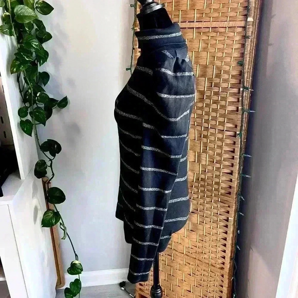 Veronica Beard Black and Gray Striped Turtleneck Sweater - Picture 4 of 8